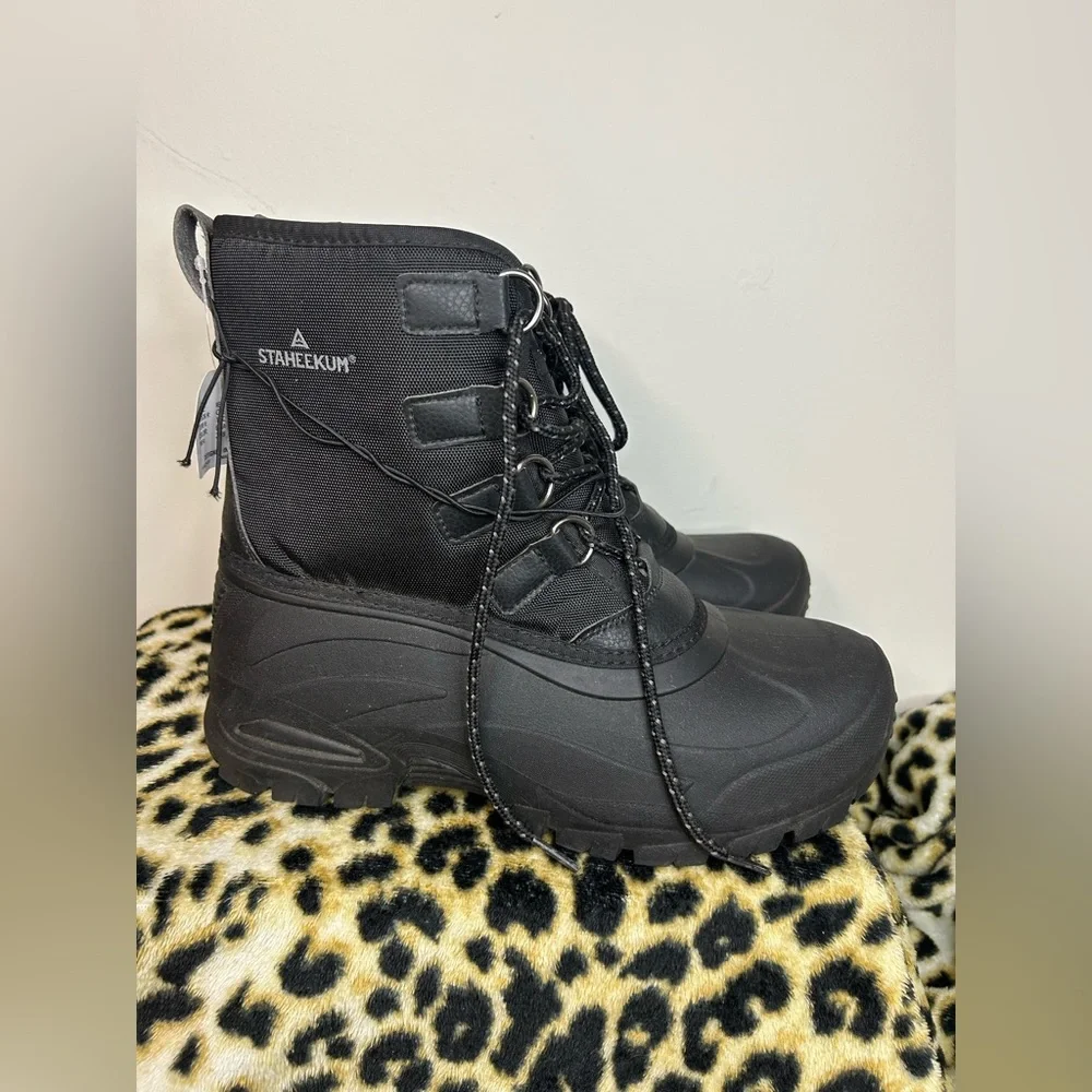 Staheekum Mens Winter Duck Boots 8 Black 3M Thinsulate Snow Hiking Boots